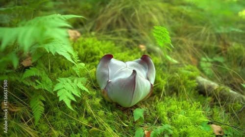 Wallpaper Mural Unusual White Flower Bud Amongst Green Moss and Ferns Torontodigital.ca