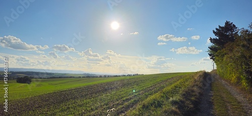Landschaft beim Bismarckturm bei Osterwieck im Herbst, Harz, Sachsen-Anhalt