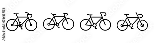 Four bicycle silhouettes different styles for cycling and transportation themes