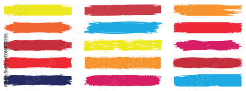 Colorful paint strokes. Set of colorful grunge brush strokes isolated on white background.