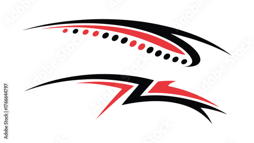 Racing car stripes, car race stripes with arrow and thunder style design, racing sticker design, graphic sport decal, vinyl element, automobile decoration, motorsport and racing vector illustration