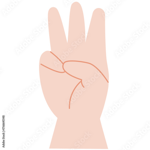 Number Three Hand Gesture - Minimalist Finger Counting Vector