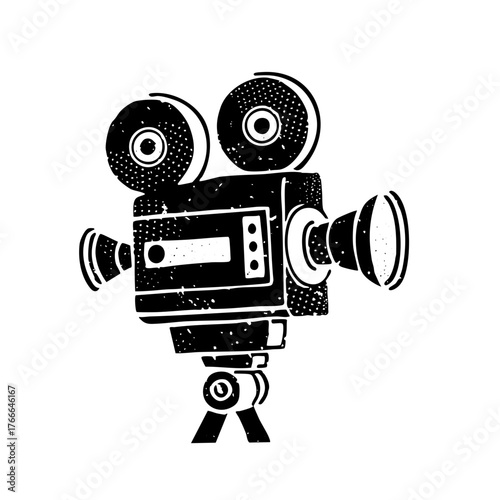 Vintage Camera Illustrates Filmmaking in Retro Entertainment