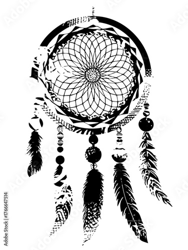 Dreamcatcher hangs intricately in a cultural display