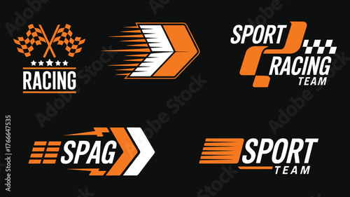 Variation vector set of car race stripes, racing line sticker and graphic decal design, vinyl elements, automotive decoration, motorsport and racing vehicle illustration