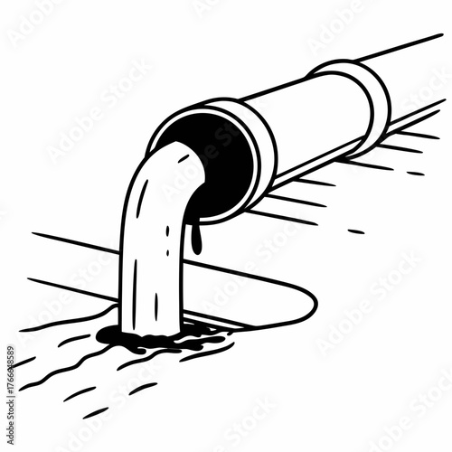 Wastewater flowing from a pipe into an open drain  