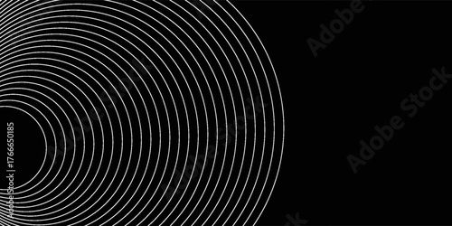 Create a bold look with a centric circle background featuring vector graphics of sound waves.