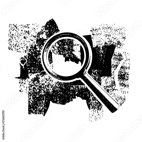 Magnifying Glass Investigates Texture in Abstract Composition