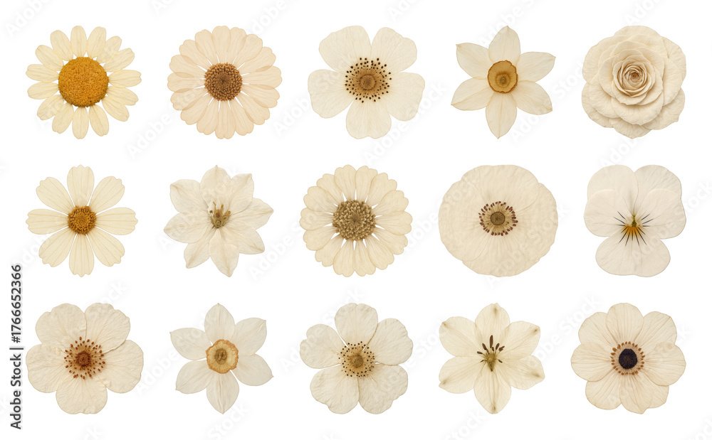Fototapeta premium Assorted beige floral collection.