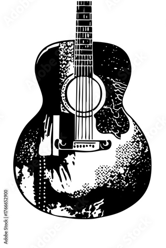 Acoustic Guitar Illustrates Music Within Abstract Art