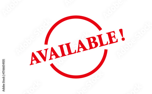 AVAILABLE! - Red Rubber Stamp With text message AVAILABLE! 
