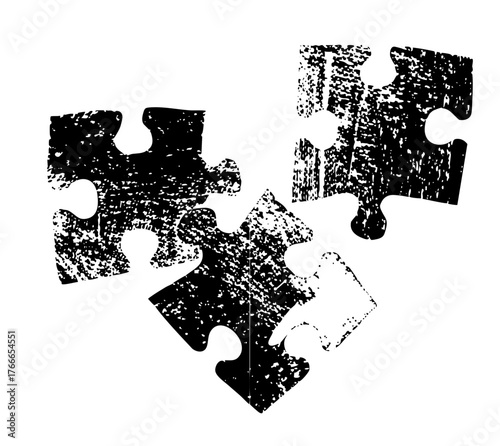 Puzzle Pieces Connect Solution in Abstract Composition