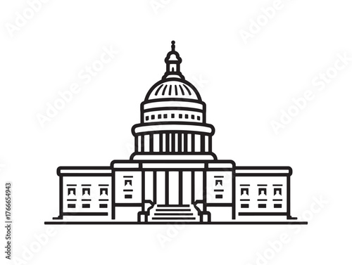 Capitol Building Icon Minimalist Vector Design
