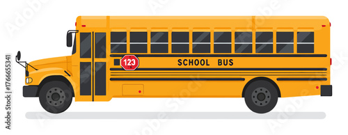 Classic Yellow School Bus Vector Illustration - Minimalist Flat Design
