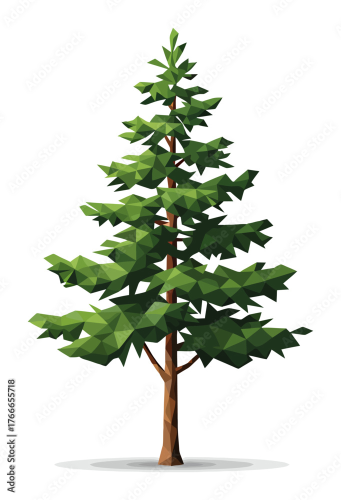 Fototapeta premium Low Poly Geometric Pine Tree Vector Art - Modern Minimalist Nature Design