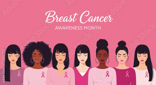 Breast Cancer Awareness A Diverse Group of Women Standing Together in Solidarity
