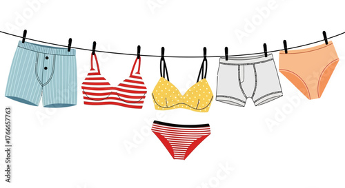 Hanging Laundry A Colorful Collection of Clothing on a Clothesline