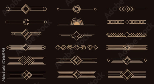 Art Deco Style Decorative Dividers and Borders in Elegant Geometric Patterns