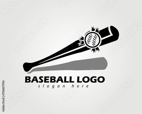 baseball logo with a picture of a bat hitting a ball to symbolize how to play baseball
