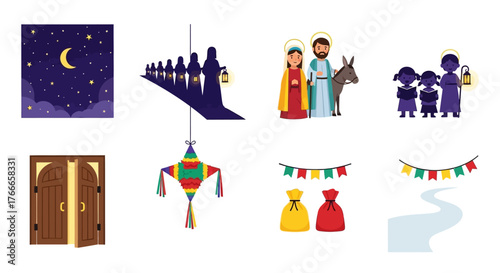 Eight illustrations depict Christmas traditions