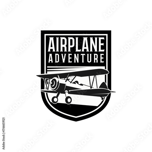 Airplane Aviation Aircraft Badge Logo Template