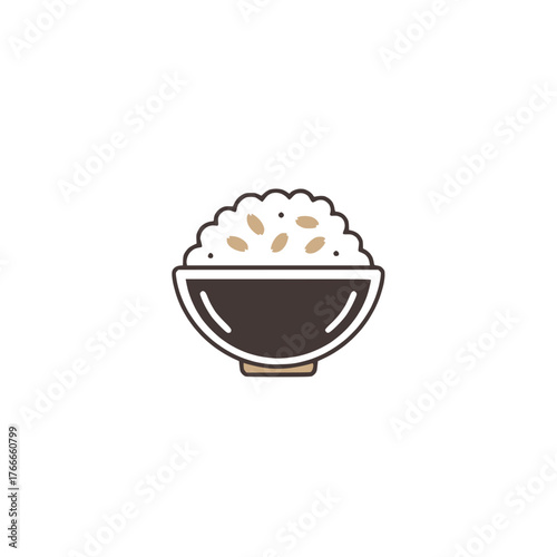 Bowl of Rice Asian Food Grain Simple Graphic Icon
