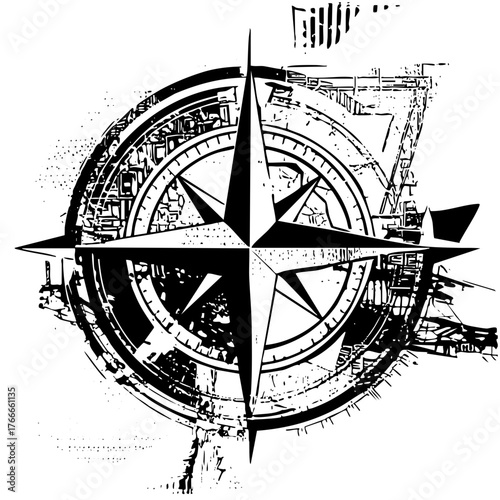 Compass Points Direction in Nautical Illustration