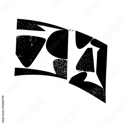 Abstract shapes interact dynamically in a modern composition