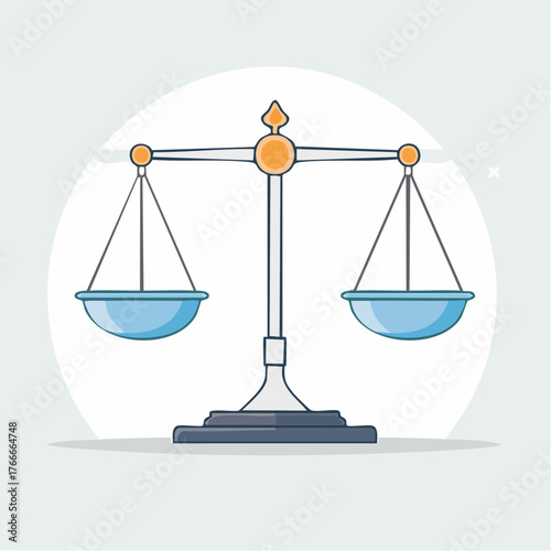 Illustration of a balanced scale, representing justice, fairness, and legal concepts.