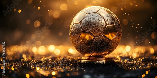 Golden soccer ball trophy award for champions league and world cup concept art