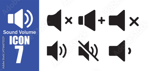 Mute Sound Icon Set.  Speaker with Cross Symbol Collection. Vector Illustration eps 10