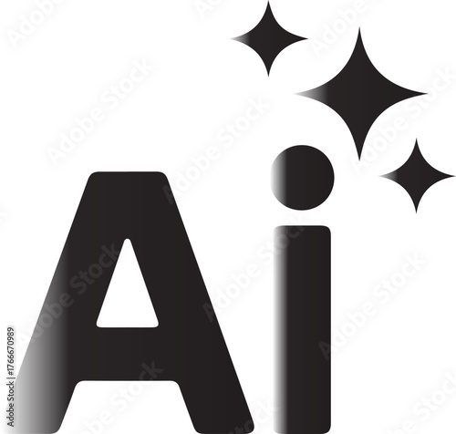 AI generated icon. AI logotype. Artificial intelligence concept. Icon element for app and web. Vector illustration. Generative AI logo icon with star and square icon.