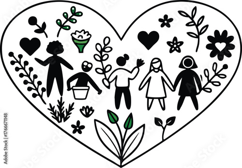 Diverse group of people in flat vector style representing inclusivity and community beautifully illustrated scalable eps graphic