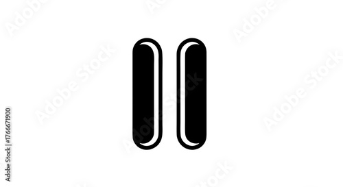 Minimalist black vector pause button icon with two vertical bars inside rounded frame, ideal for media players, streaming apps, or interactive web design; fully scalable and editable in AI/EPS for sea