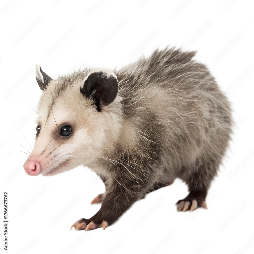 Obraz premium A north american opossum walking on a transparent background