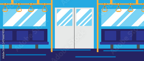 Interior of Public Transport Means Metro Train or Bus. Public transport interior design vector art