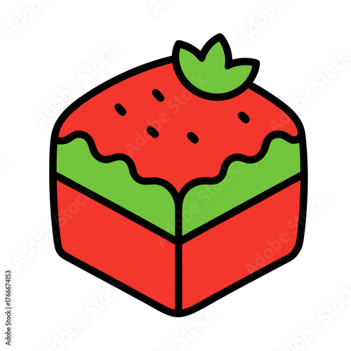 Fruitcake Colorful Vector Line Art Simple