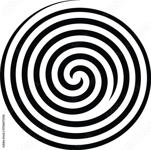 Hypnotic black and white concentric spiral pattern creating an intriguing optical illusion, perfect for abstract backgrounds, modern graphic art, and minimalist design elements