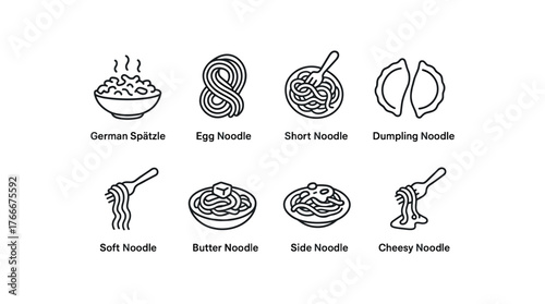 simple outline stroke icon isolated on white background german spaetzle pasta egg noodle short noodle dumpling noodle soft noodle butter noodle side noodle cheesy noodle