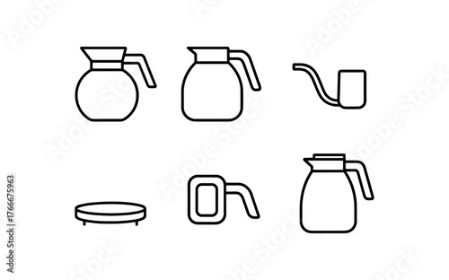 simple outline stroke icon isolated on white background glass coffee carafe thermal pot drip spout brew lid warming base handle grip pour spout insulated jug