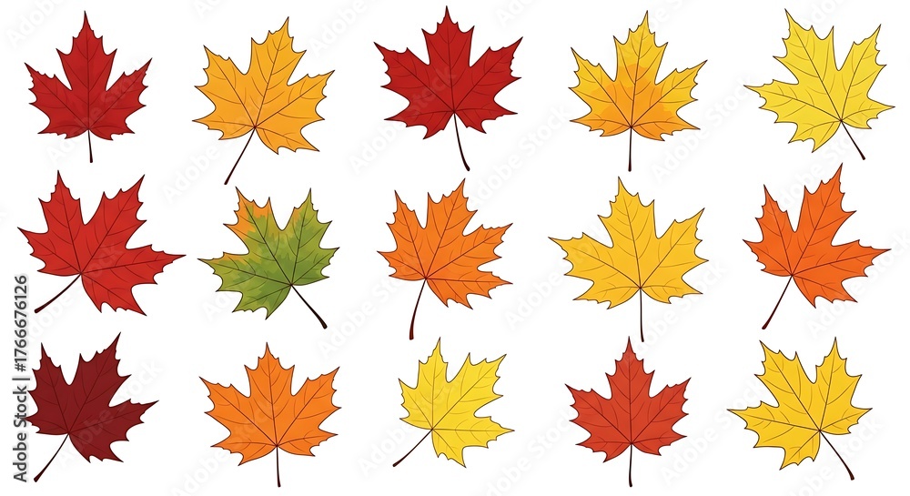 Fototapeta premium Autumn Maple Leaves - A Colorful Collection of Fall Foliage.