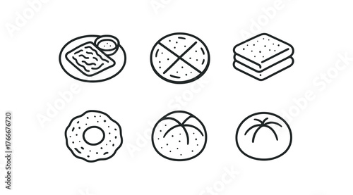 simple outline stroke icon isolated on white background malaysian roti canai flatbread dish layered bread fried bread curry bread round bread fluffy bread golden bread