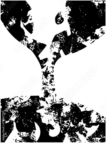 Faces confront tension abstract illustration