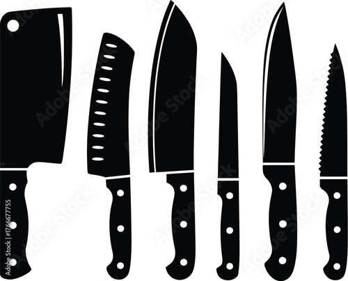 A Collection of Various Kitchen Knives for Culinary Professionals and Home Cooks Alike