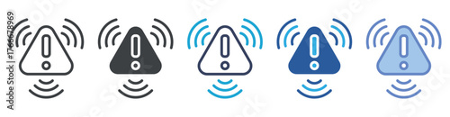 Warning icon set multiple style collection