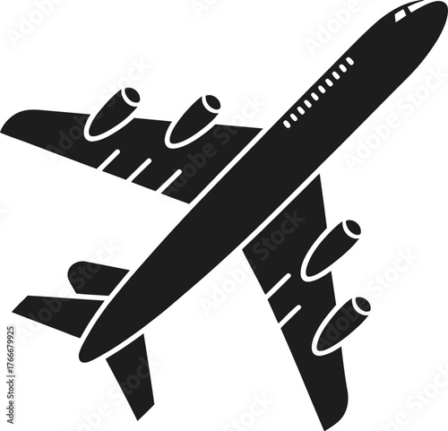 Black Silhouette of a Passenger Airplane Taking Off