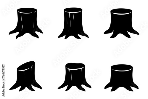 Tree stump icons , cut tree, forest, ecology