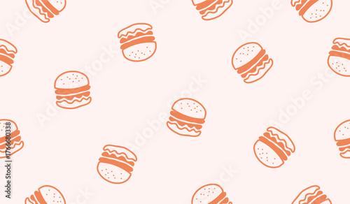 Cute burger pattern background vector design