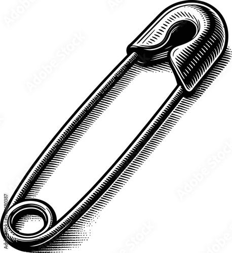 Close Up Of A Metal Safety Pin On A White Background