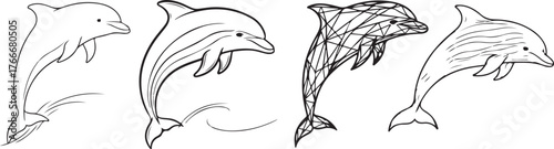 Hand-drawn sketch vector illustration of a wild animal bird and dog in black tribal tattoo style